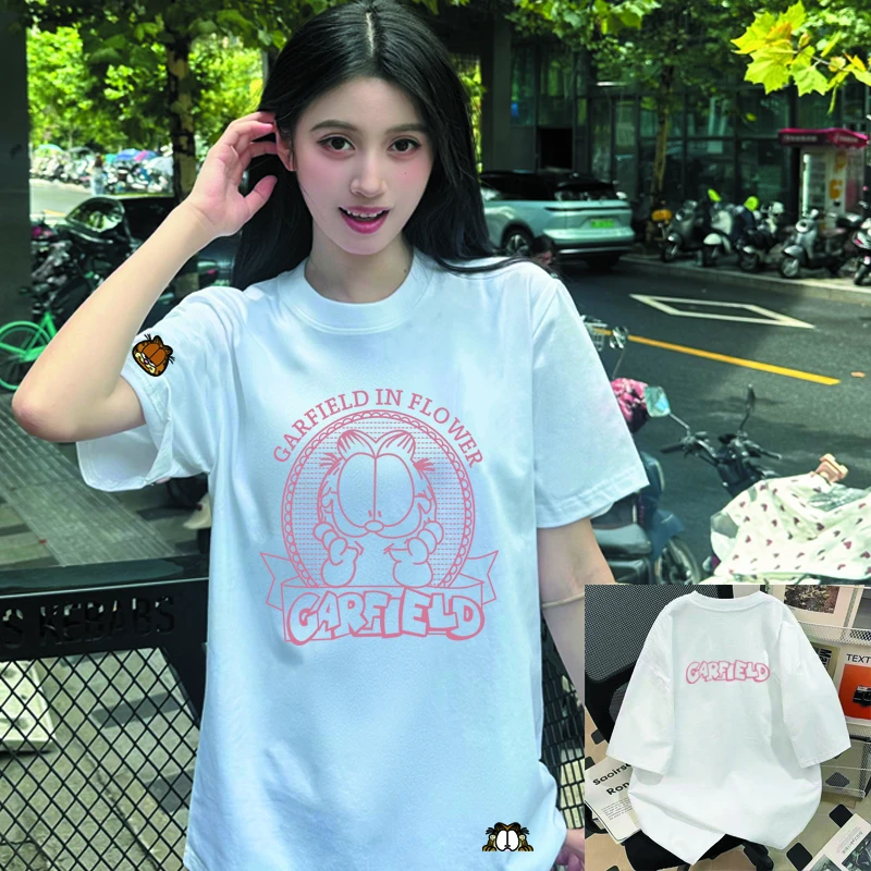 常规印花短袖轻职风圆领碎花纯棉圆领T恤韩版宽松半袖ins休闲