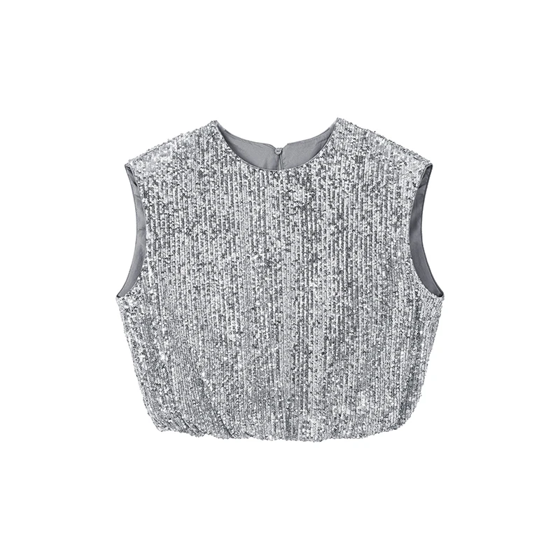 【尚雅专属】时髦珠片无袖T恤N2239