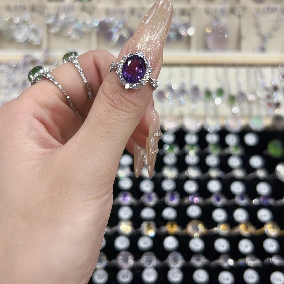 *****紫晶戒指银S925镶嵌