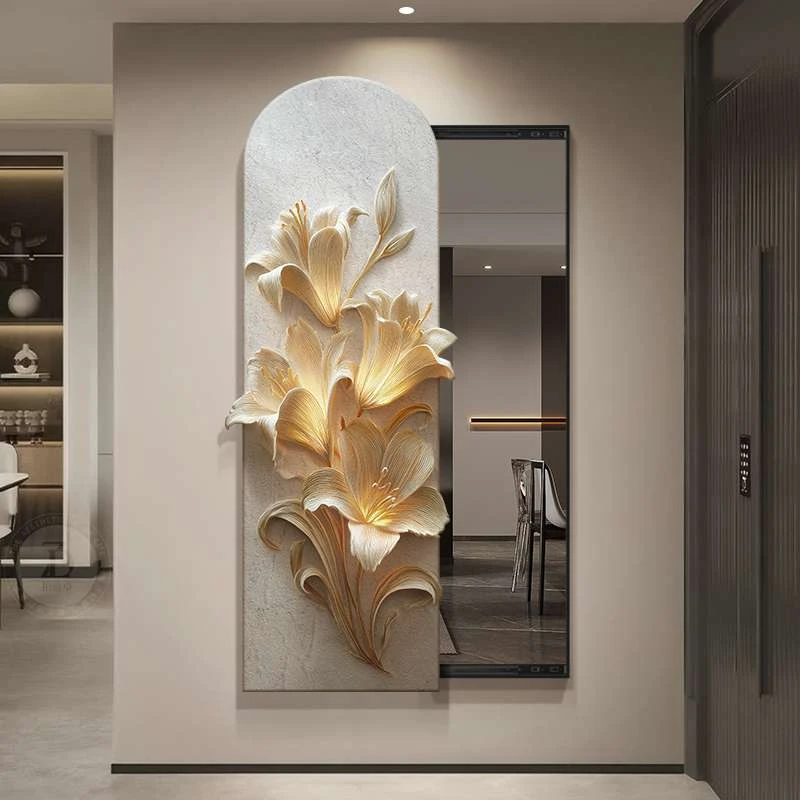 高级感可推拉隐藏式全身镜玄关装饰画暗藏式隐形穿衣镜试衣镜挂画