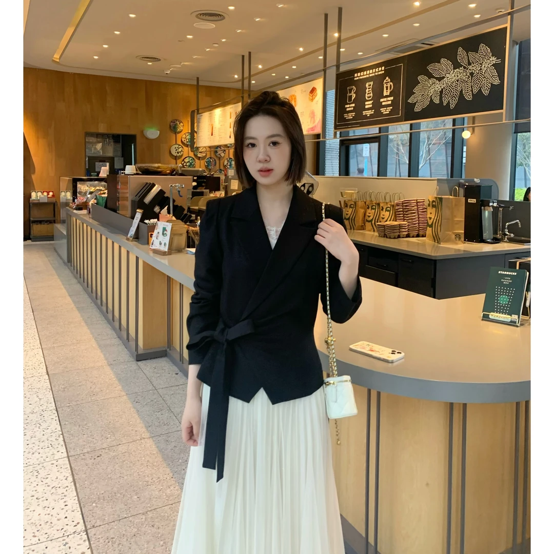 Candy Cloud永夜星河 定制微闪面料显瘦系带短款西装外套XZ147/1