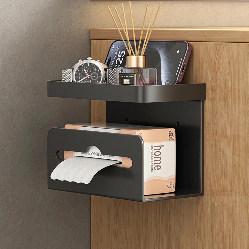 免打孔无痕置物架防水壁挂式轻奢风卫生间浴室纸巾架承重纸巾盒