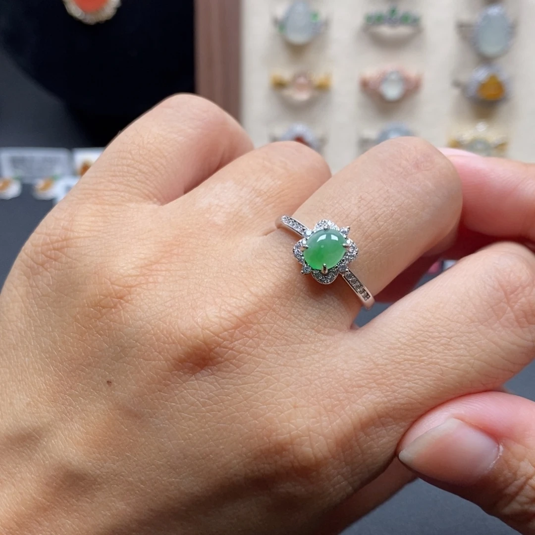 翡翠银S925镶嵌戒指