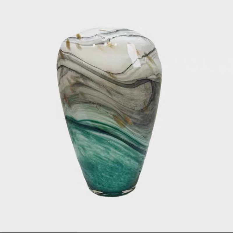 山水画轻奢摆件水养富贵竹雪柳吊钟马醉木客厅落地装饰品