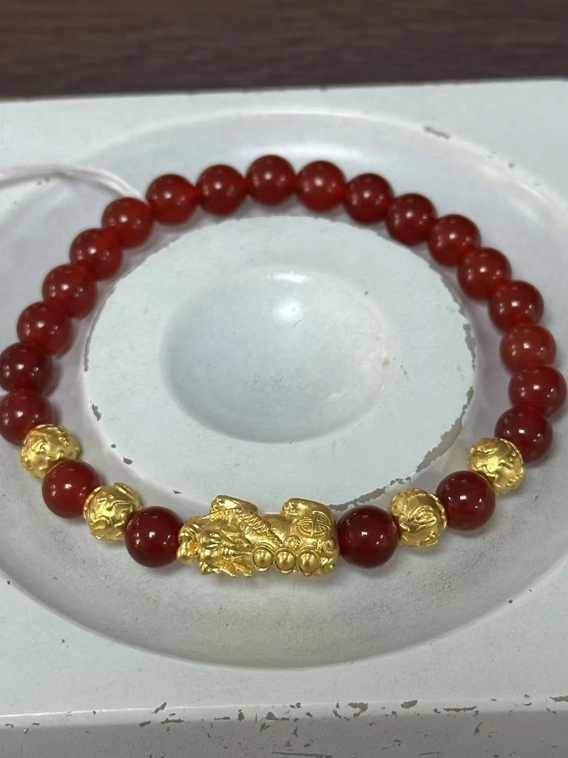 【足金999】卡6转运珠+黄金貔貅