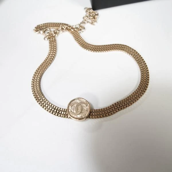 Chanel钱币圆形logo锁骨链项链