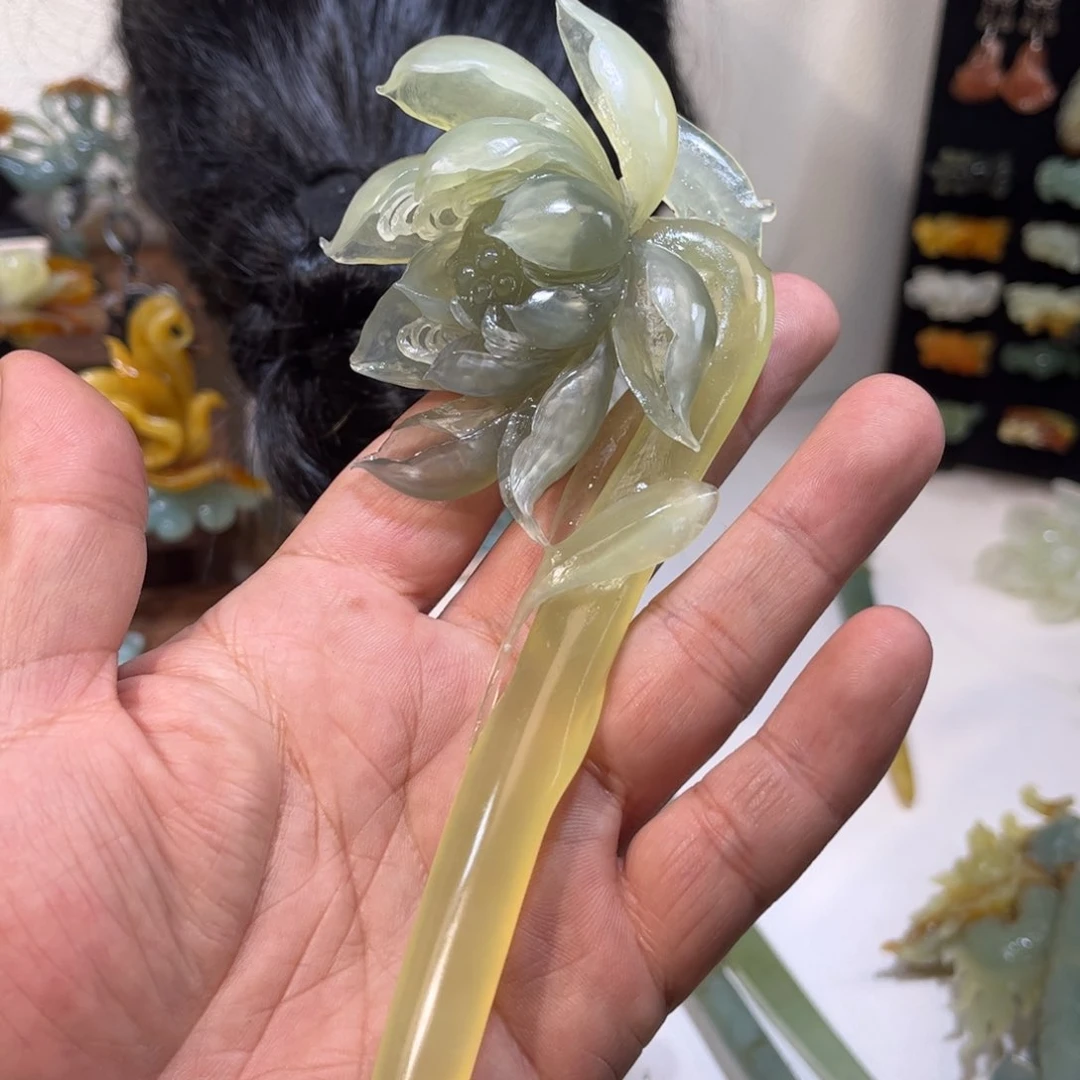 蛇纹石玉发簪合金ゞ****。