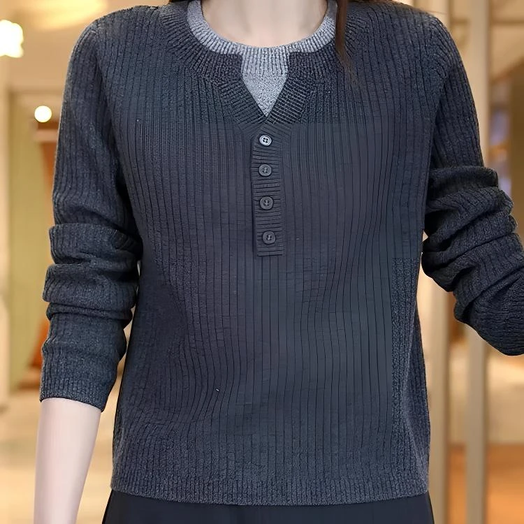 高级感假两件毛衣打底衫女春秋新款宽松遮肉百搭针织衫洋气上衣潮