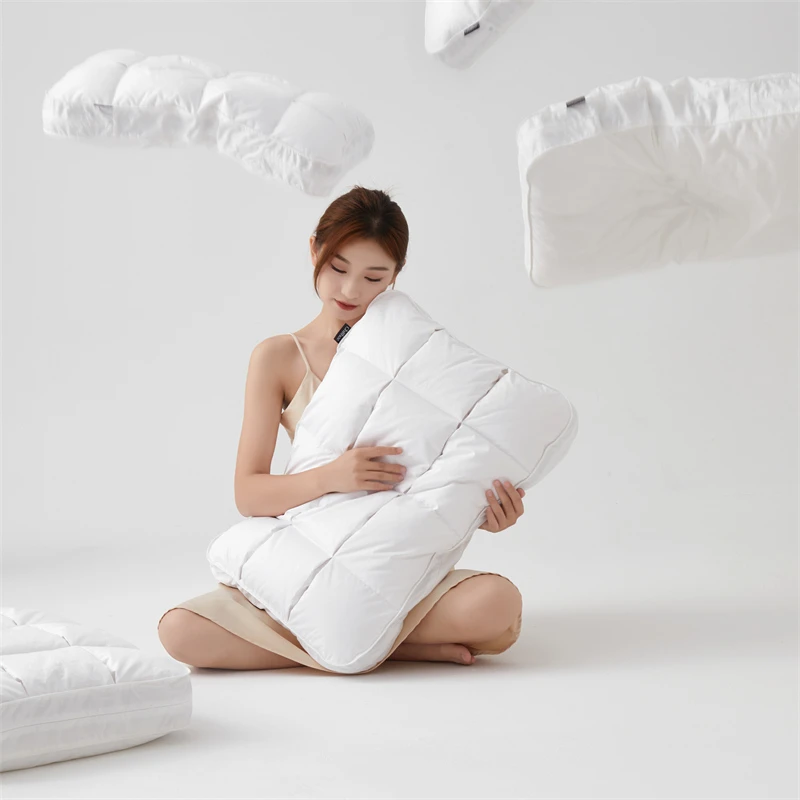 五星级酒店专用白鹅绒护颈椎枕100S长绒棉全棉鹅绒枕芯枕头高低枕