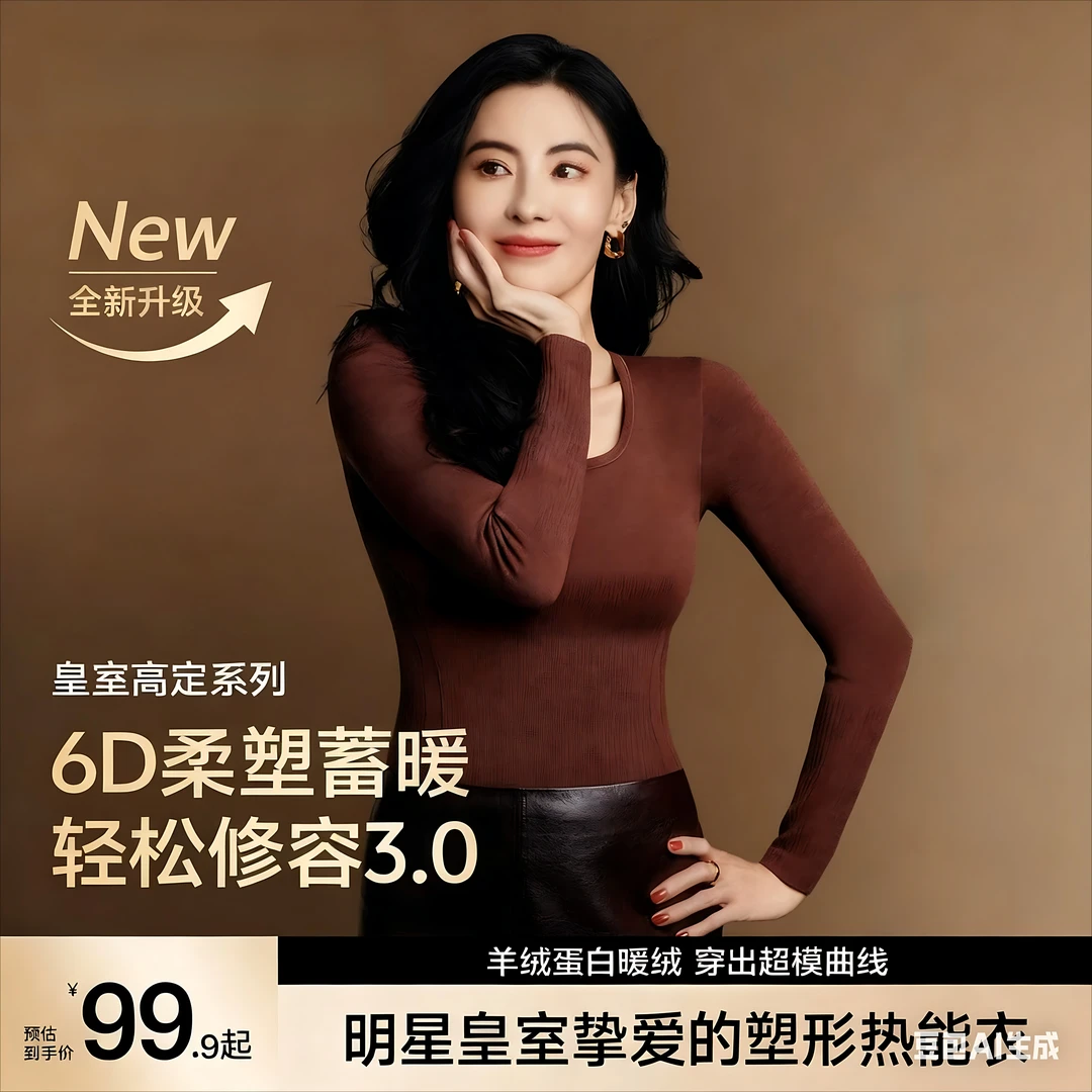 【明星代言同款】草本修容塑型热能衣打底秋冬保暖修身显瘦套装P