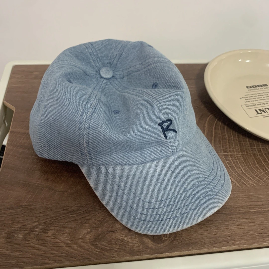 2024新品 美式简约刺绣R字母棒球帽子男女款遮阳牛仔帽显白鸭舌帽