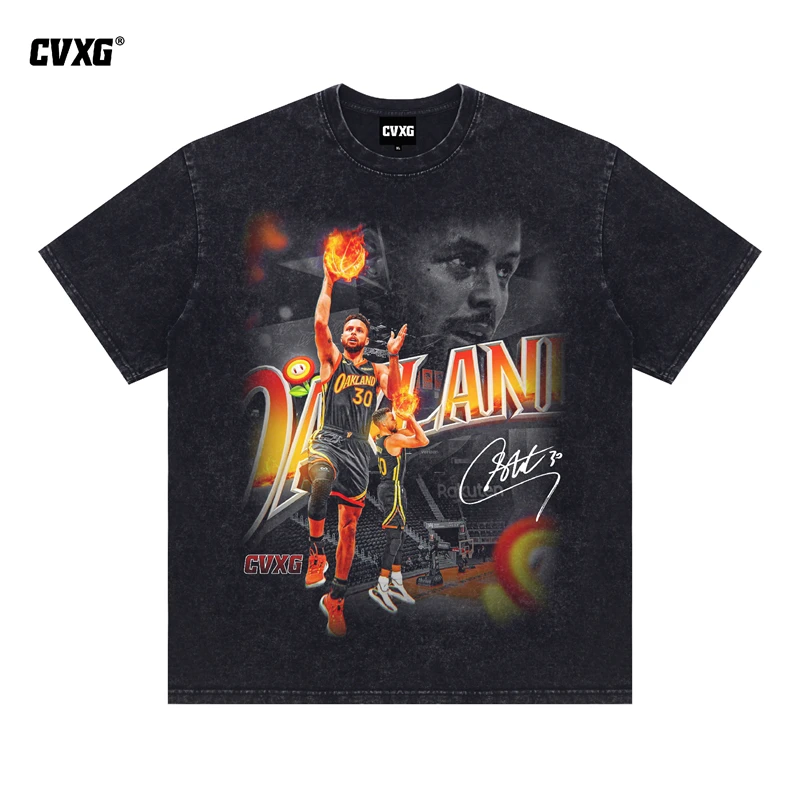 CVXG美式商店（斯德芬库里）美式重磅纯棉球星T恤上衣篮球康利直喷