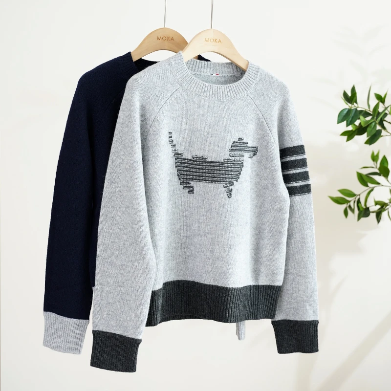 【370G】欧货TB加厚7针100%羊毛圆领拼色卡通女士毛衣（232397）20798