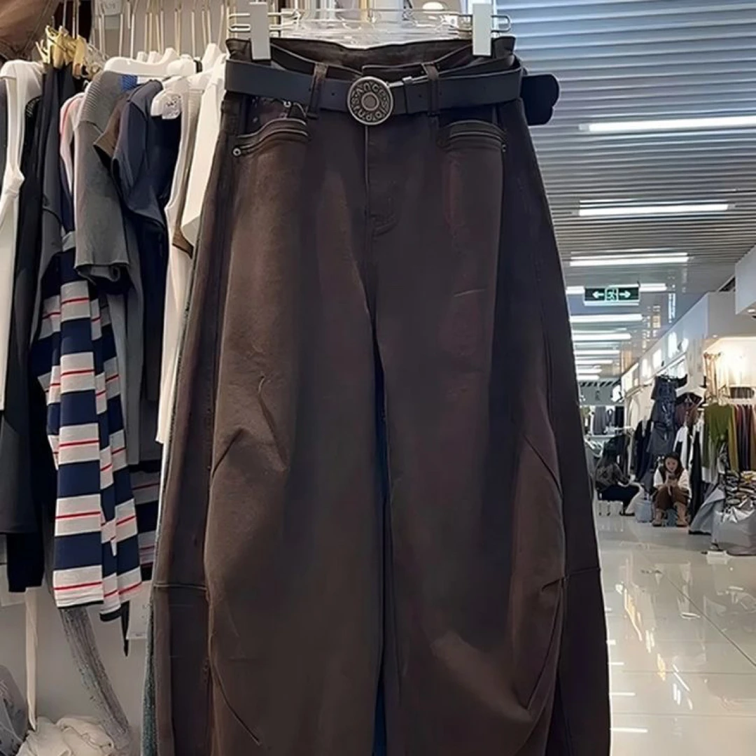 大码胖MM春秋款秋季新款欧货灰色高腰宽松显瘦洋气女式潮流牛仔裤