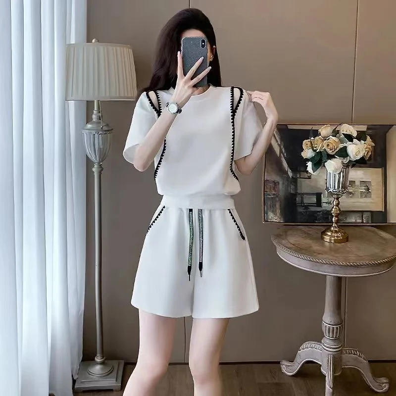 夏季运动服套装女新款时尚显瘦洋气宽松短袖短裤休闲两件套