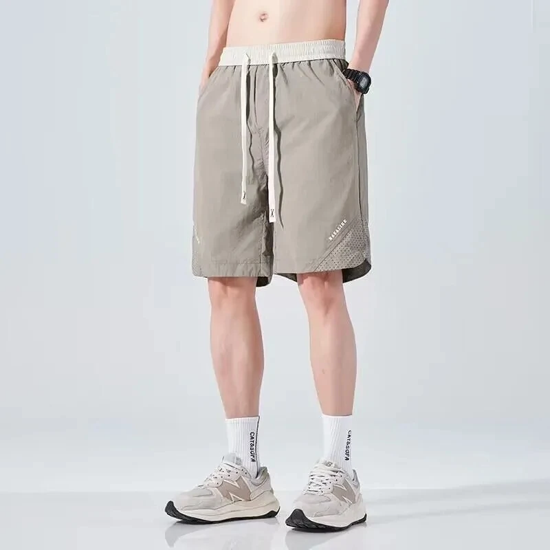 短裤男士夏季薄款宽松直筒冰丝锦纶休闲速干短裤五分美式潮流短裤