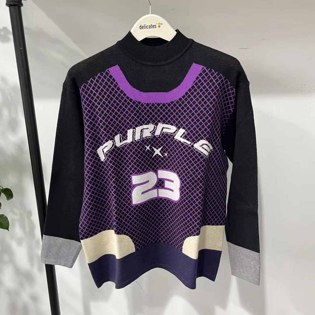 I-34潮牌春秋款黑色半高领百搭长袖针织衫 31U12