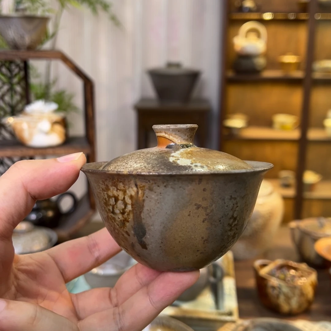 不染柴烧精品盖碗