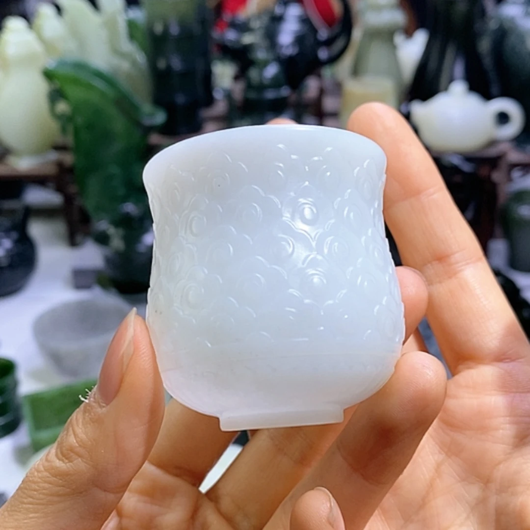 【闪购商品】和田玉未镶嵌摆件李****品白玉杯