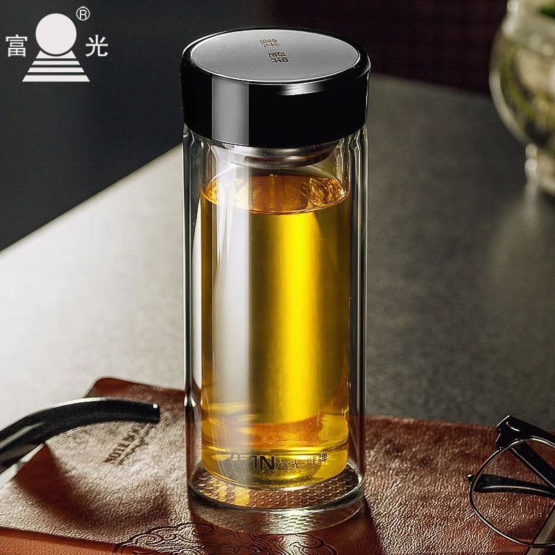 双层玻璃杯泡茶杯车载水杯防烫隔热杯带茶漏大容量420ml