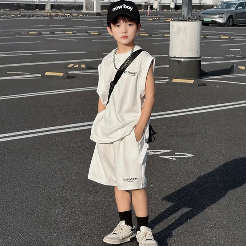 男童套装2025新款潮酷男童休闲风夏季套装韩版中大童时尚帅气宽松