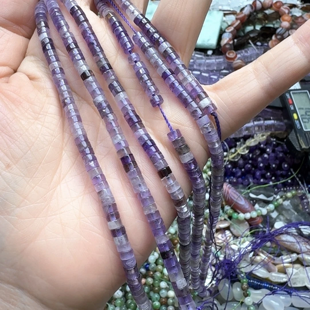 玛瑙/玉髓未镶嵌珠宝半成品一条4m紫水晶直切