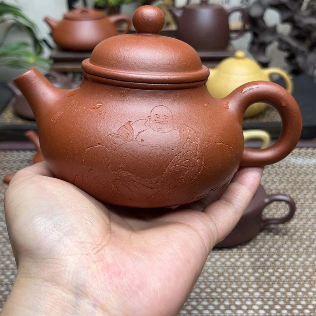 茶壶紫砂宝山红降坡全手300毫升左右