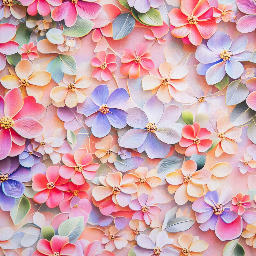 高密棉绸·立体感 七彩花瓣连衣裙旗袍床单被罩面料柔软透气