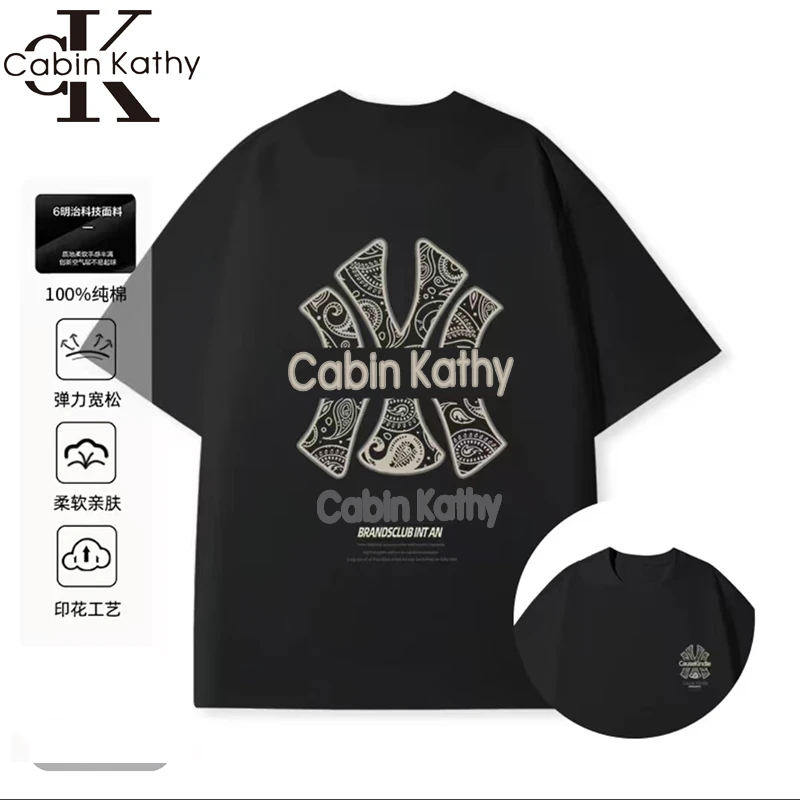 【CN联名款】夏季重磅纯棉t恤男女潮流全棉t百搭圆领印花半袖