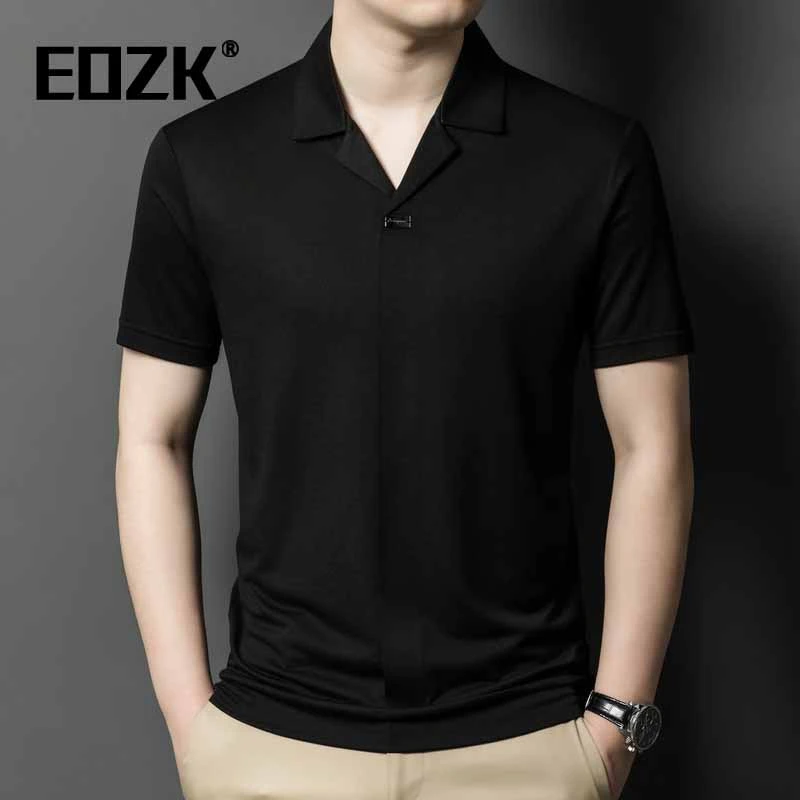 Eozk2025夏季新款莫代尔百搭短袖t恤男纯色时尚高端休闲半袖t血