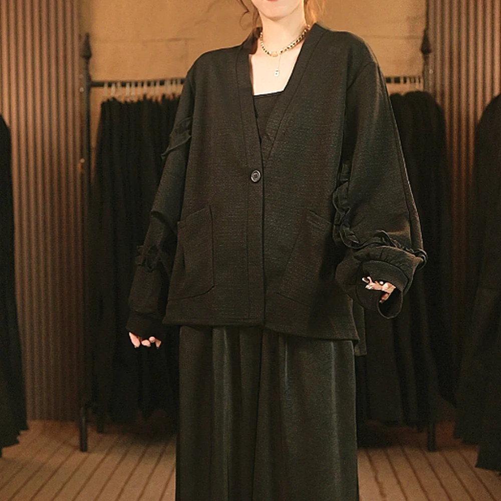 81时尚黑色外套宽松百搭显瘦棉服上衣K331