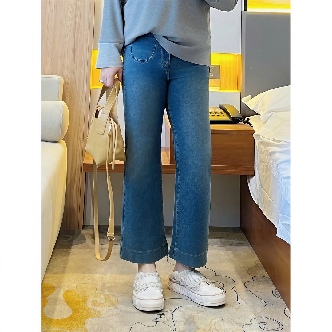 断码捡漏~学姐日记 / 出街时髦微喇叭裤13291花契200斤胖mm春季