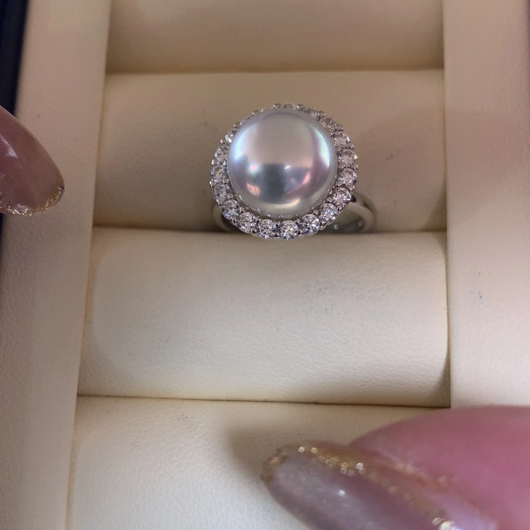 银S925镶嵌海水珍珠戒指