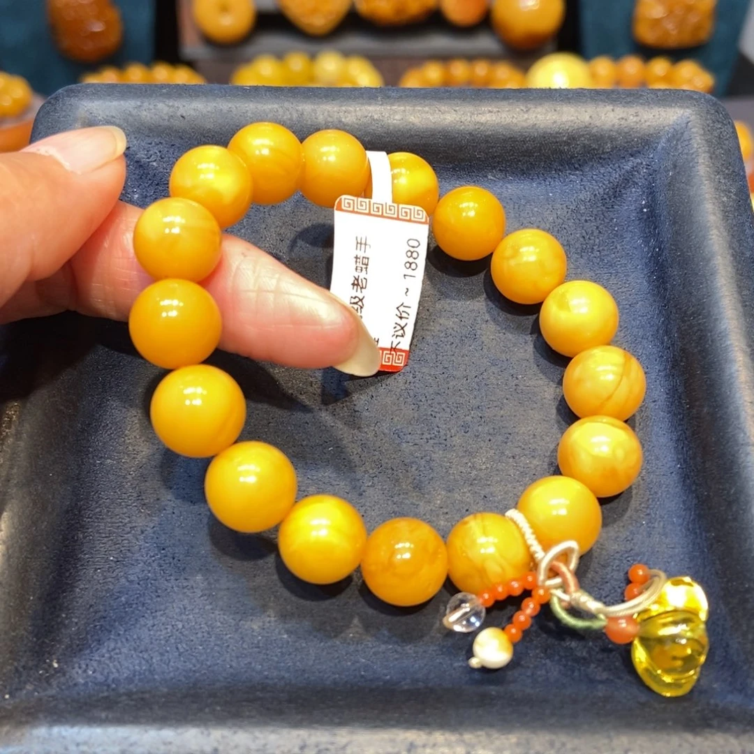 琥珀未镶嵌手链蜜蜡