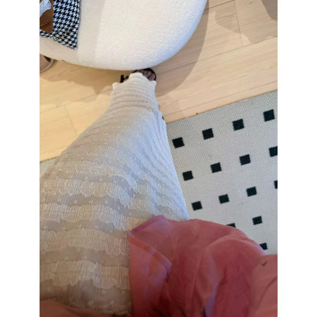 【唐小木】绣花钢琴皱半裙春秋显瘦高腰直筒休闲打底外穿宽松 X0501