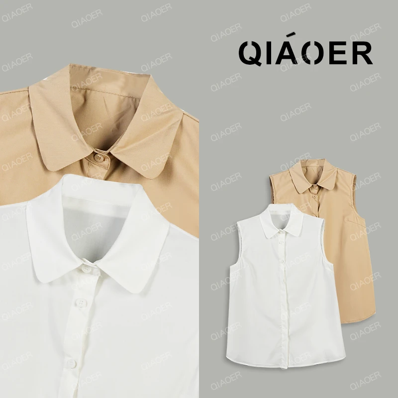 乔儿定制【知识分子】抗皱莫代尔超细旦无袖衬衫女时尚百搭打底衬衣