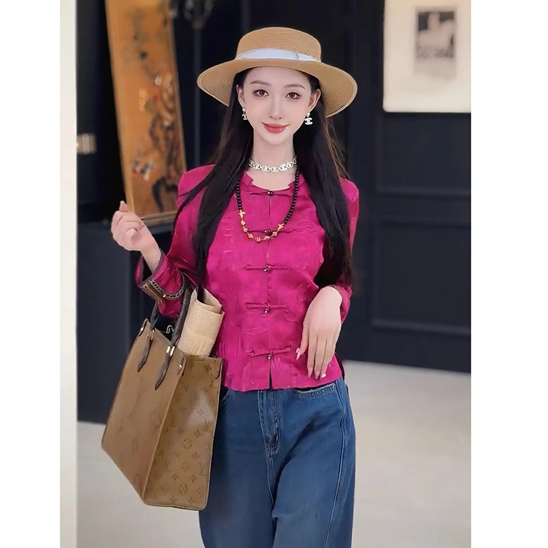 秋季新款国风长袖盘扣设计感开衫新中式休闲百搭时尚显瘦短外套女