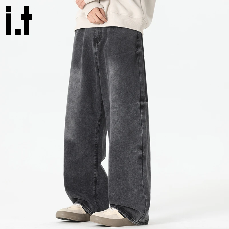 i.t:CHOCOOLATE阔腿牛仔裤男士2025秋冬新款潮牌宽松百搭直筒裤子