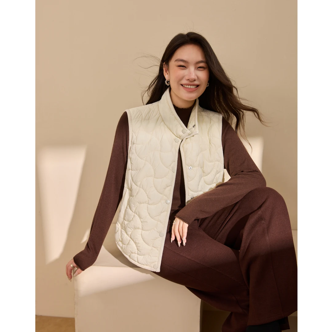 【潮流百搭棉马甲】纤莉秀大码女装时尚气质简约立领优雅QK3954