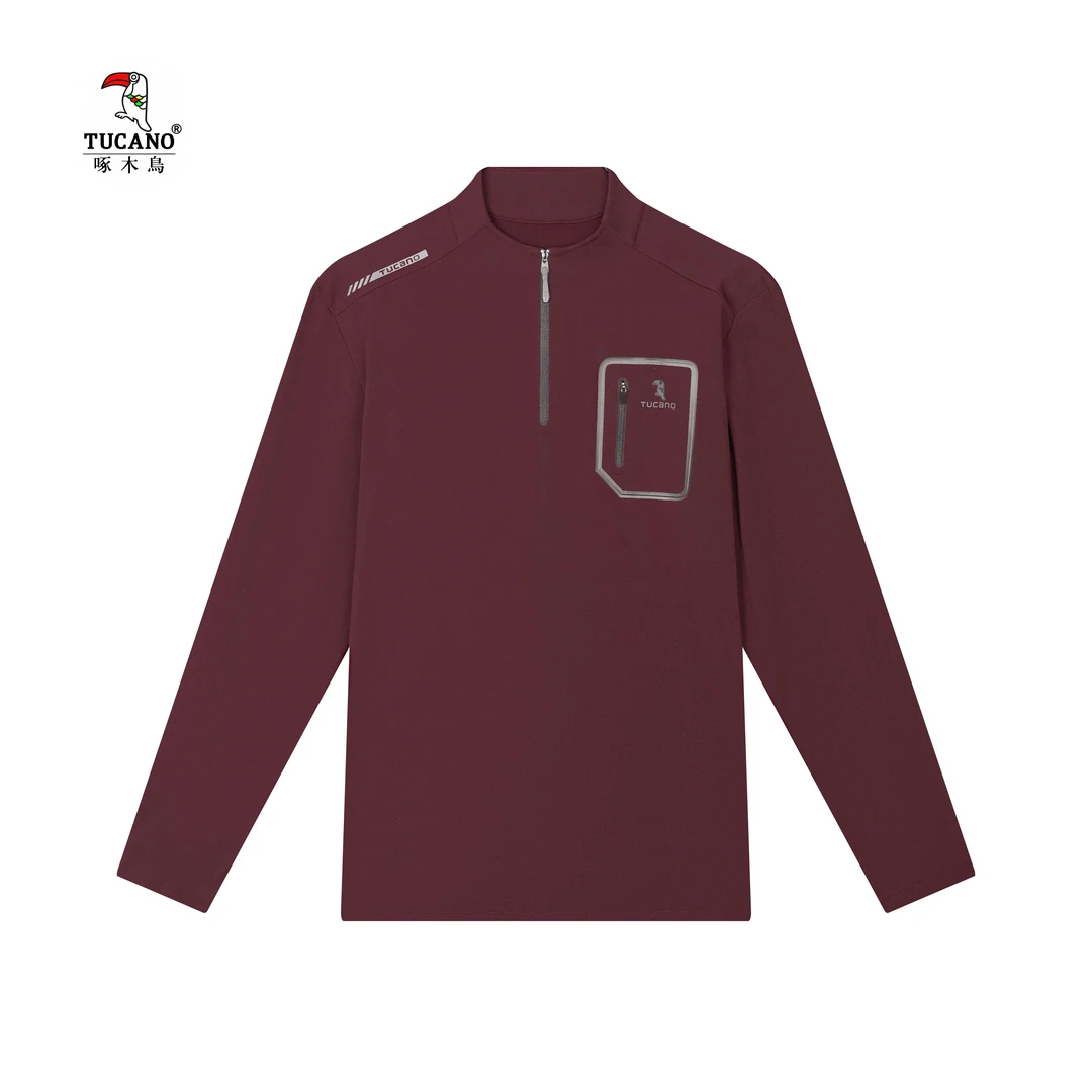 啄木鸟立领半拉连长袖T恤