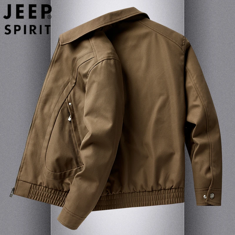 JEEPSPIRIT吉普休闲夹克男春秋季美式复古宽松潮流工装飞行员外套