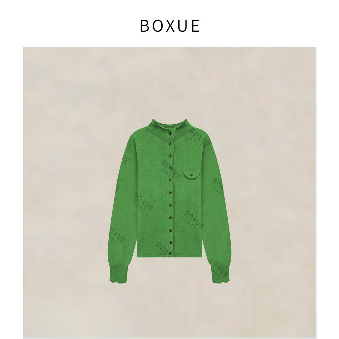 BOXUE“秋色”2025秋冬季绵羊毛排扣轻奢毛衣 外套#250925W5187