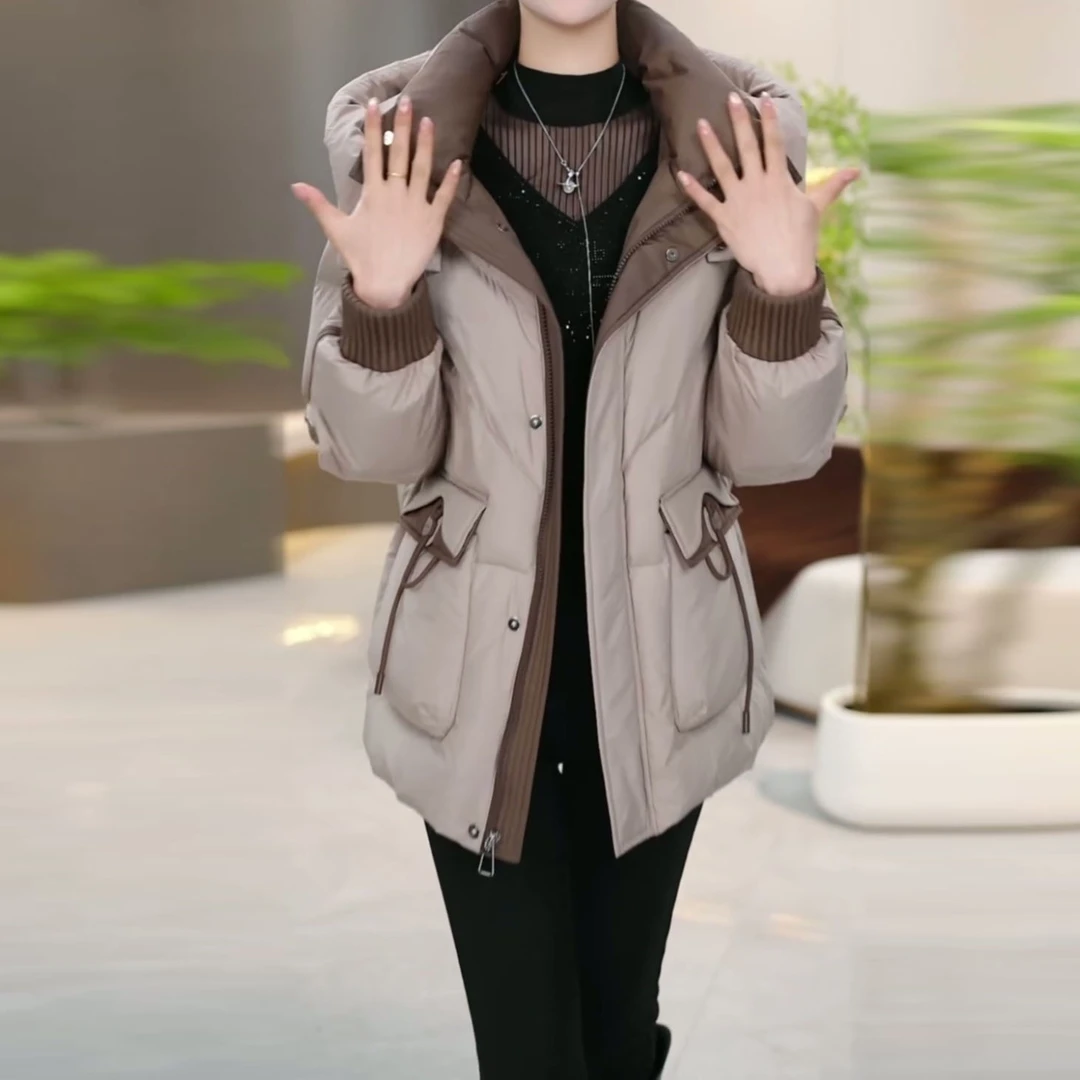 羽绒服2025冬季新款翻领连帽休闲百搭时尚保暖白鸭绒羽绒服外套