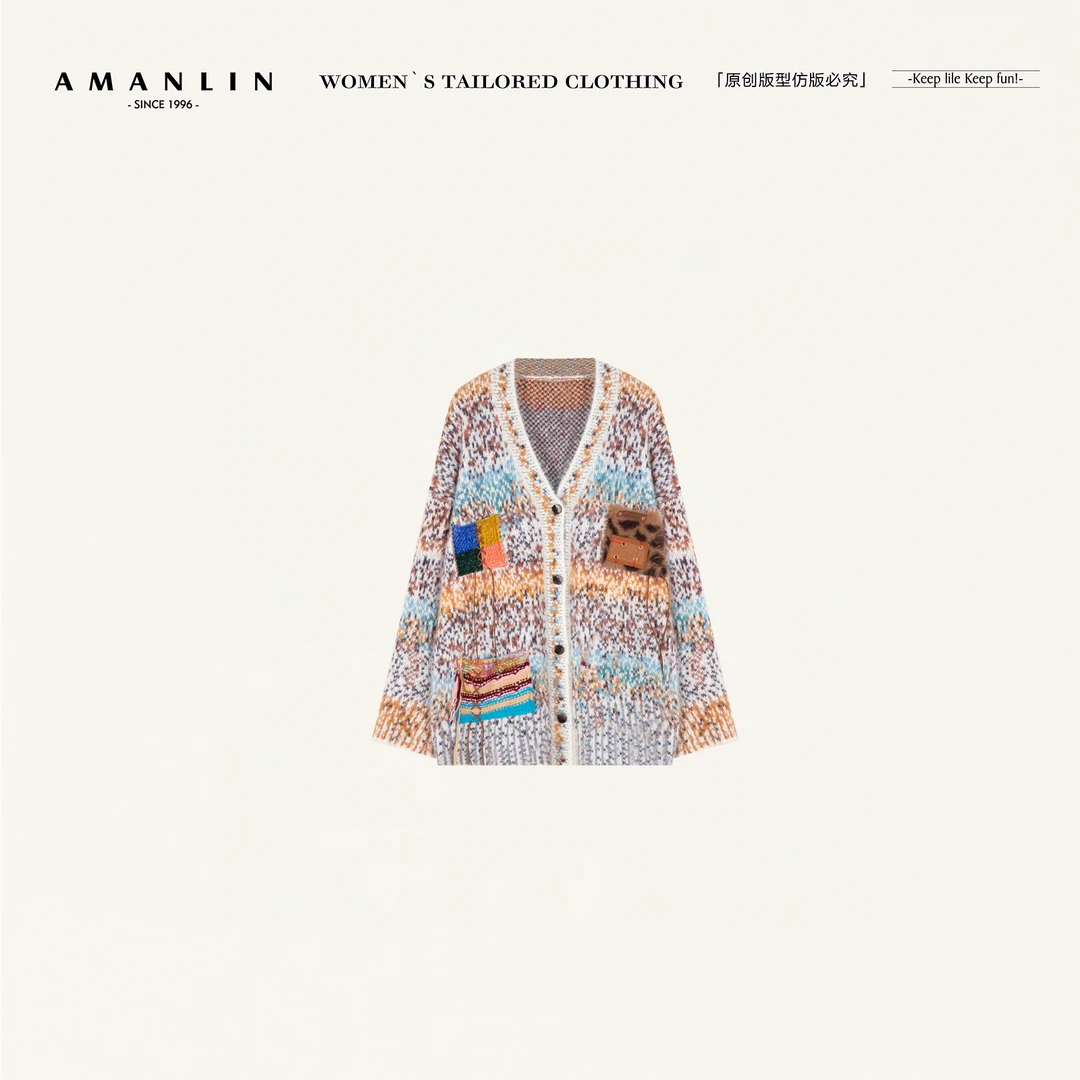 AMANLIN/阿谩琳琥珀流光复古减龄设计感小众渐变色上衣Y601271
