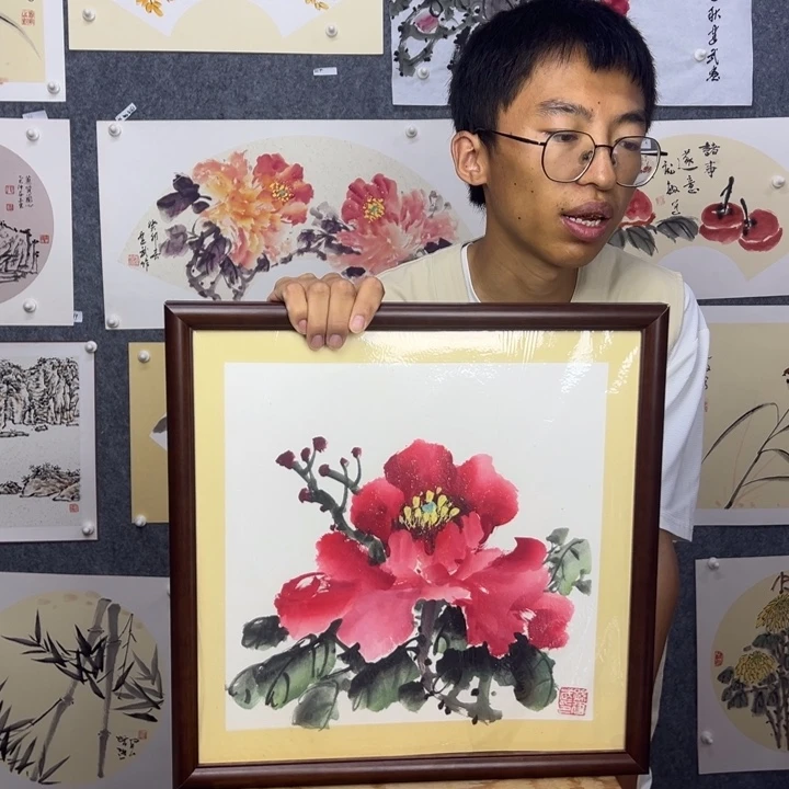 国画纯手绘花开时节动京城【41*41】送框