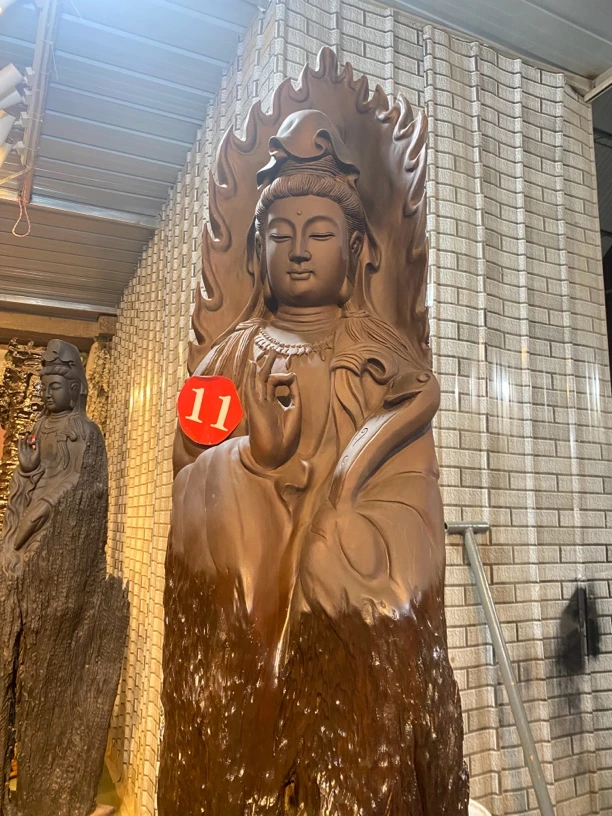 红椿乌木如意观音落地摆件