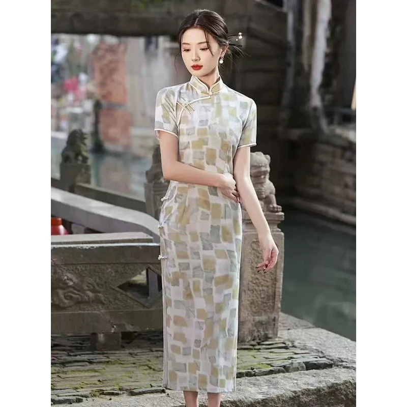 0549 渐变色 黄【幻格】八扣 旗袍