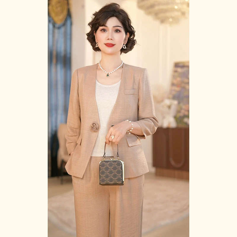 中年妈妈春装时尚西装套装2025新款洋气质春秋职业正装西服两件套