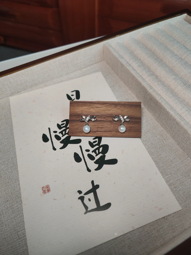 合金仿珍珠耳饰 s925银针微笑交叉锆石珍珠耳钉气质时尚百搭