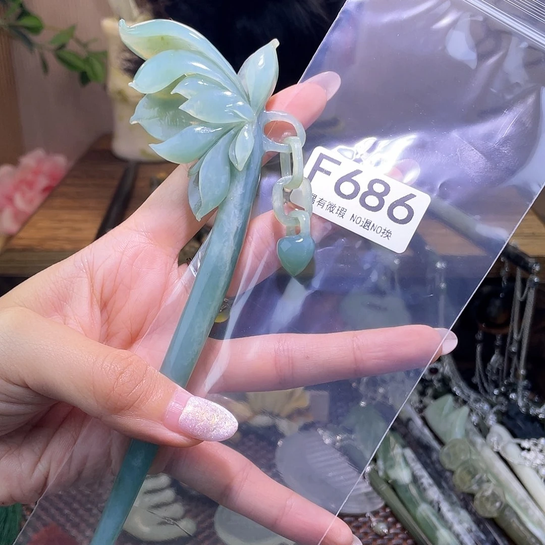 蛇纹石玉发饰合金梦***兰